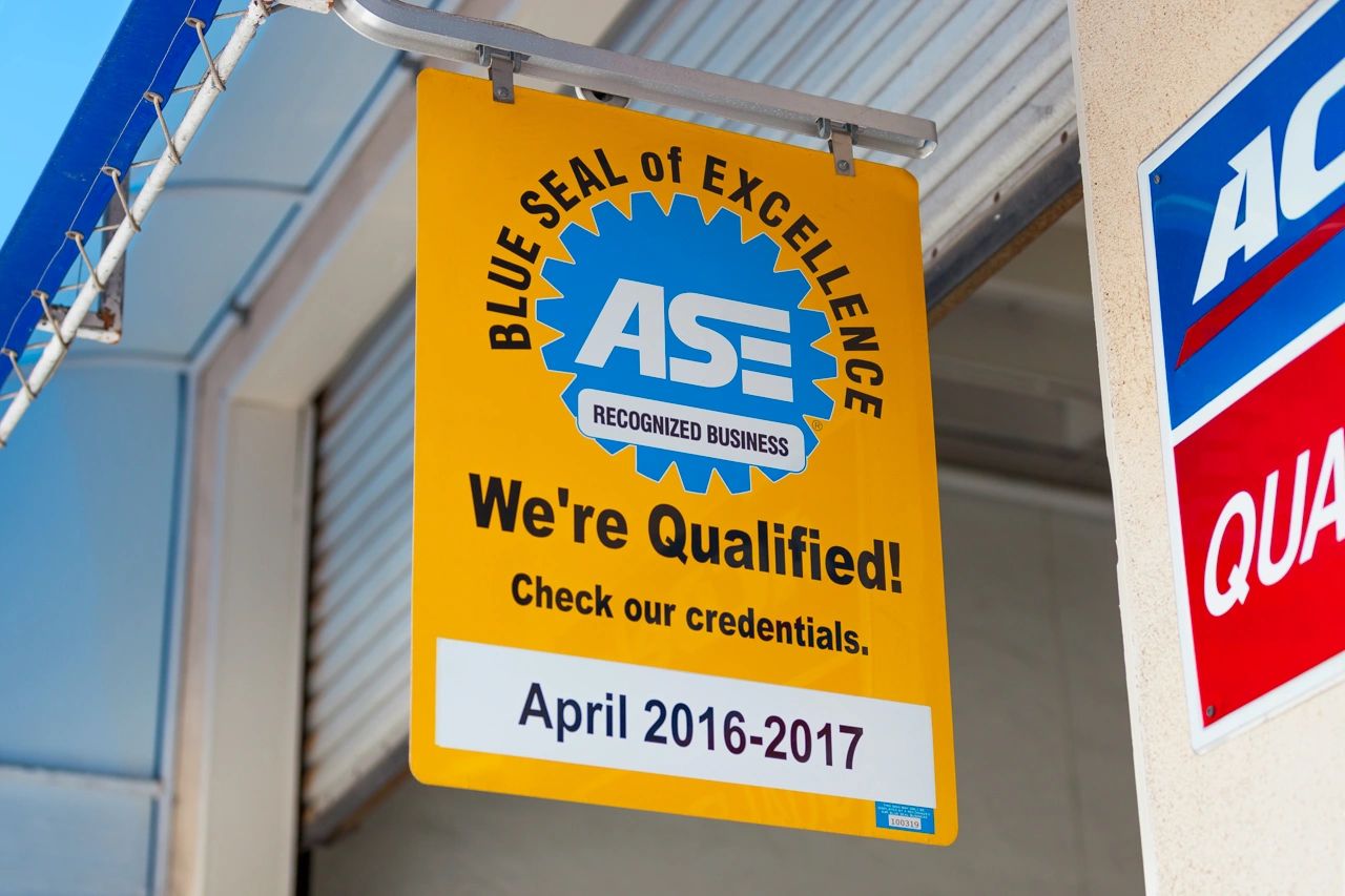 ASE Blue Seal of Excellence - Recognized Business sign at Furgerson's Garage